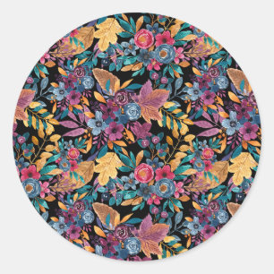 Sticker Rond Affaire mixte Floral Leaves Berry Watercolor