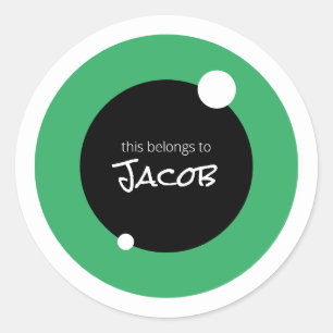 Sticker Rond Affaires scolaires avec nom personnalisé Œil de mo