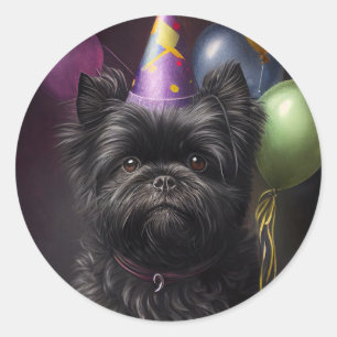 Sticker Rond Affenpinscher Chien Ballons d'anniversaire