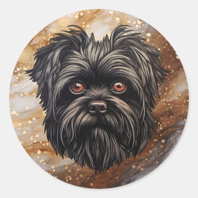 Sticker Rond Affenpinscher Monkey Dog Affens Terrier (Devant)