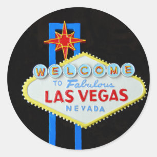 Sticker Rond Affiche de bienvenue Las Vegas