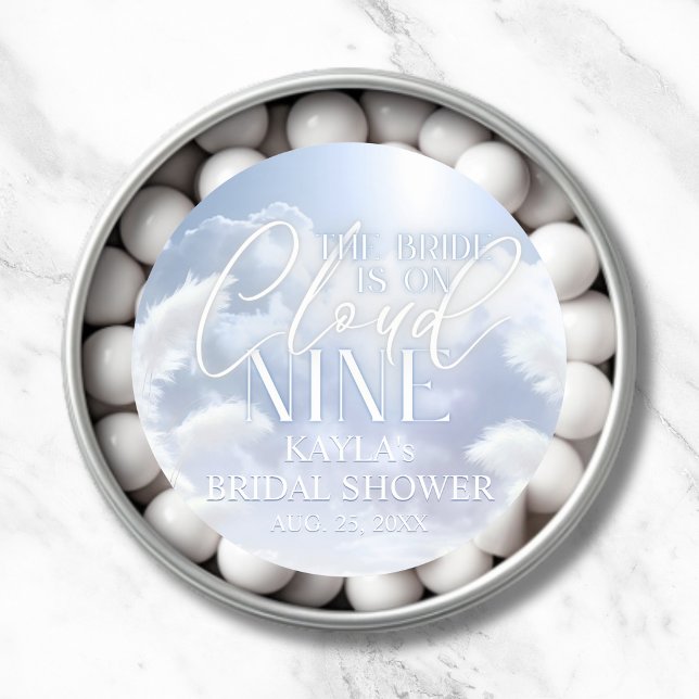 Sticker Rond Affiche de bienvenue Sur Cloud Neuf 9 Fête des mar (Welcome Sign On Cloud Nine 9 Pampas Bridal Shower Classic Round Sticker)