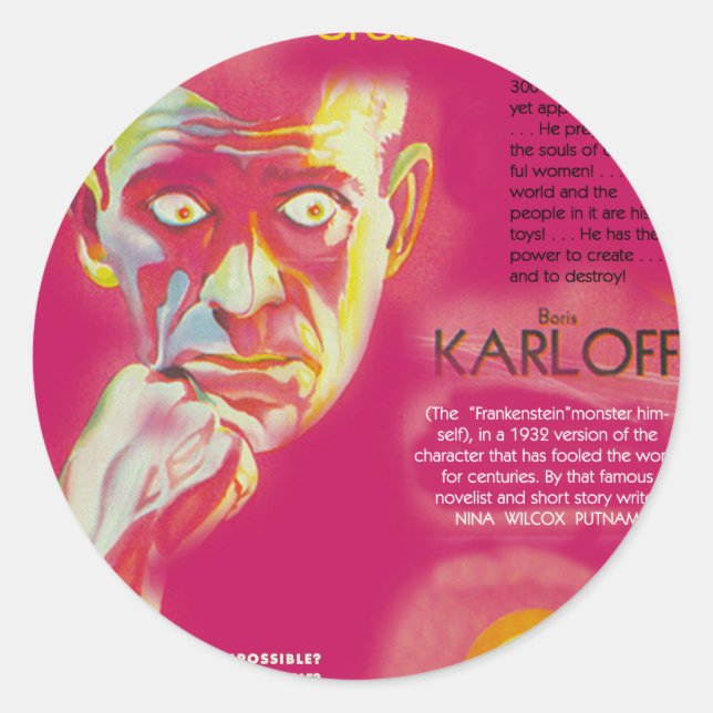 Sticker Rond Affiche de cinéma Cagliostro (Boris Karloff) (Devant)