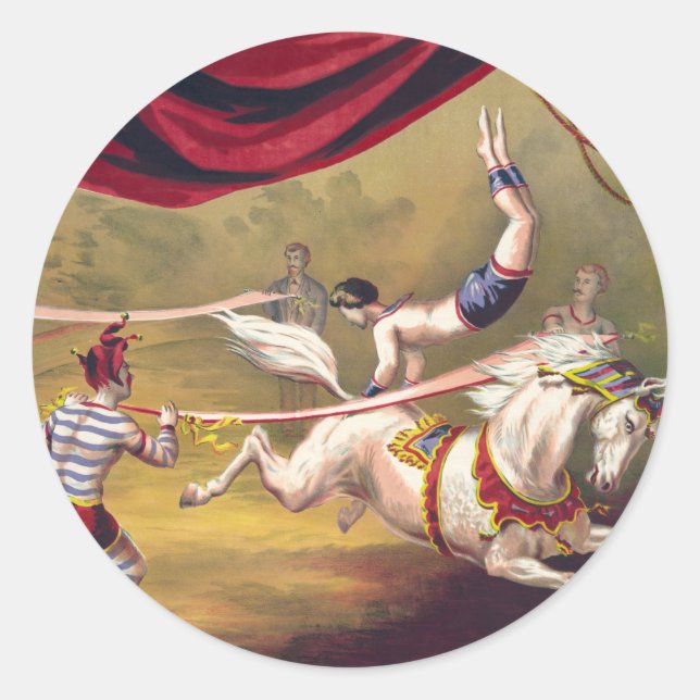 Sticker Rond Affiche de cirque montrant l'acrobate se produisan (Devant)