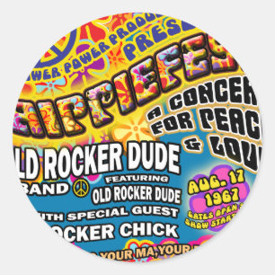 Sticker Rond Affiche de concert de Hippiefest