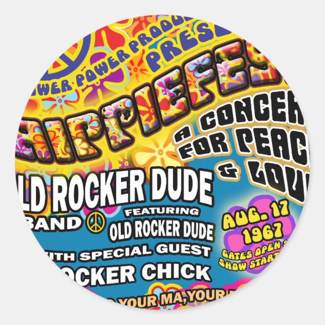Sticker Rond Affiche de concert Hippiefest (Devant)