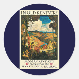 Sticker Rond Affiche de voyage vintage NC Wyeth, Dans le vieux 