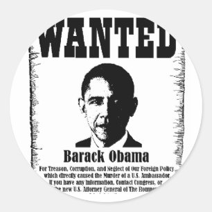 Sticker Rond Affiche Recherchée de Barack Obama