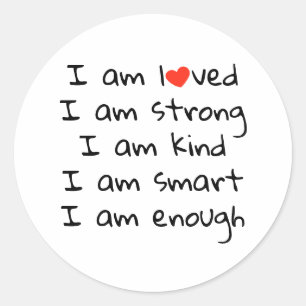 Sticker Rond Affirmations Typographie cardiaque Rouge Noir
