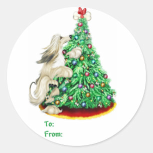 Sticker Rond Afghan Hound Reach Objectifs Cream Cadeaux Tags