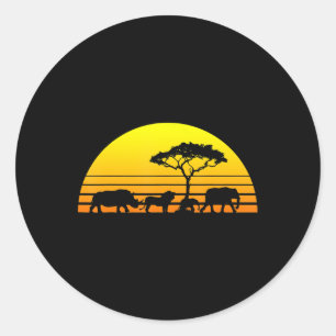 Sticker Rond Africa Elephant Lion Rhino Kenya Namibie Tanzanie