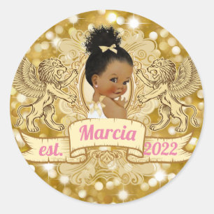 Sticker Rond Africaine Américaine Baby Girl Parties scintill