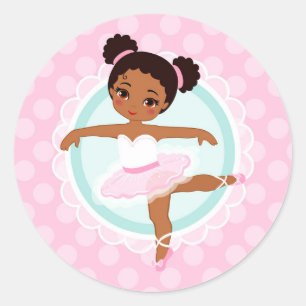 Sticker Rond African American Ballerina