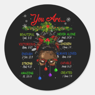Sticker Rond African American Black Girl God Say I Am Christmas