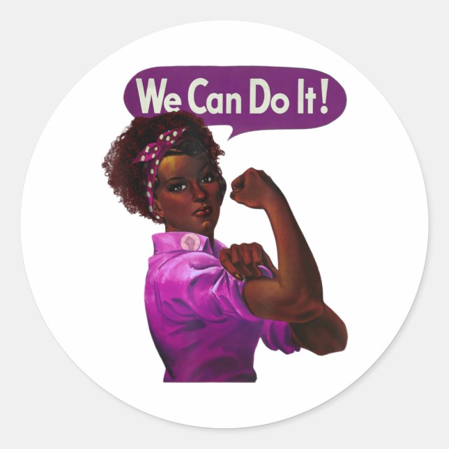 Sticker Rond African American Rosie the Riveter Black History (Devant)