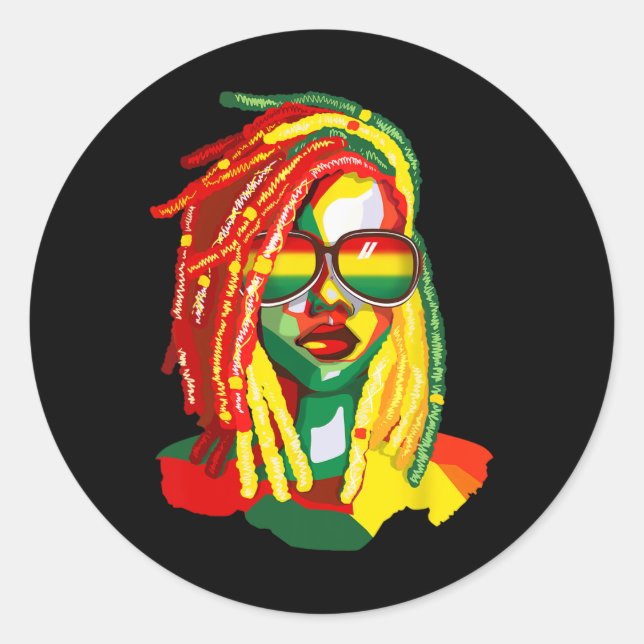 Sticker Rond African American Women Art Black History Junetent (Devant)
