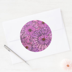Sticker Rond African Daisy Cape Daisies Fleurs roses Art Floral