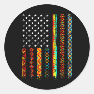 Sticker Rond African Kente Cloth American Flag African Black Hi