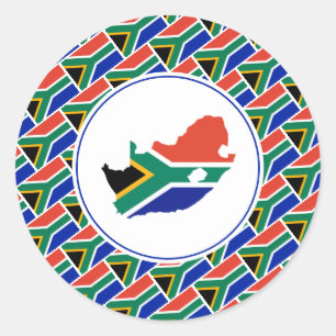 Sticker Rond AFRIQUE DU SUD DRAPEAU Carte Africaine Style Patri