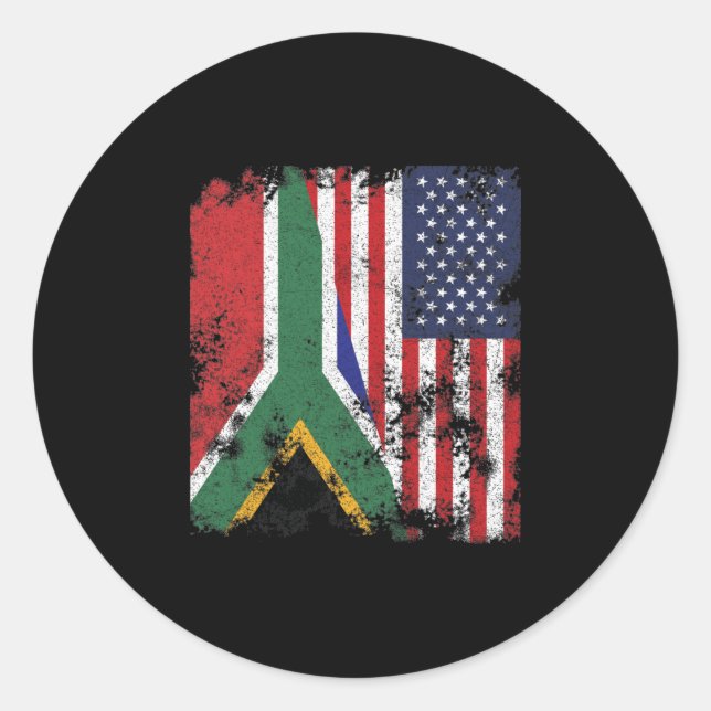Sticker Rond Afrique du Sud États-Unis Drapeau - Demi-Américain (Devant)