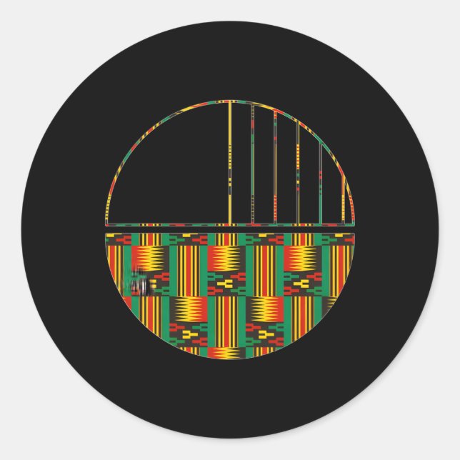 Sticker Rond Afrique Kente Motif géométrique minima demi-cercle (Devant)