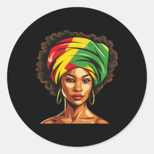 Sticker Rond Afro-Africaine Américaine Fille Noire Histoire lun