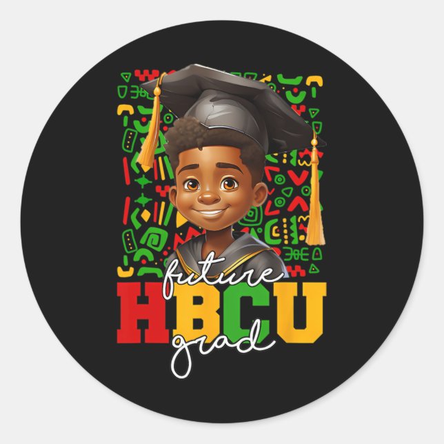 Sticker Rond Afro Black Boy College Graduation Future Hbcu Grad (Devant)