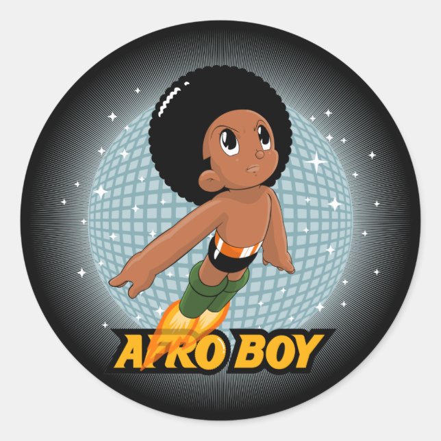 Sticker Rond Afro Boy (Devant)