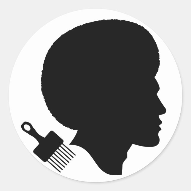STICKER ROND AFRO MAN CLASSIQUE SILHOUETTE (Devant)