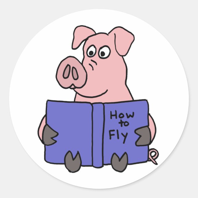 Sticker Rond AG- Pig Lecture Comment voler Livre (Devant)