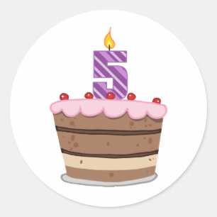 Sticker Rond Âge 5 sur le gâteau d'anniversaire