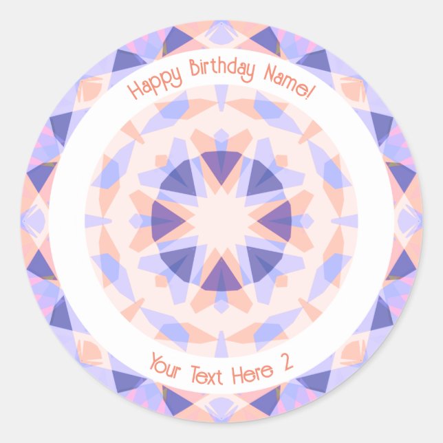 Sticker Rond Âge de Texte Personnalisé Rose Violet Anniversaire (Devant)