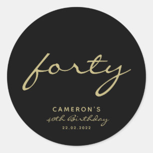 Sticker Rond Âge minimaliste Noir & Or Anniversaire Classic Rou