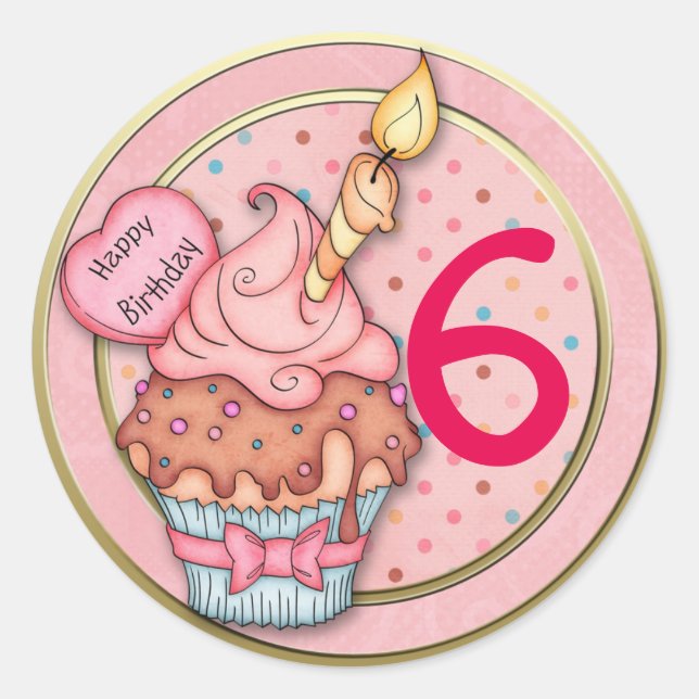 Sticker Rond Âge personnalisé Anniversaire Cupcake Toppers ou É (Devant)