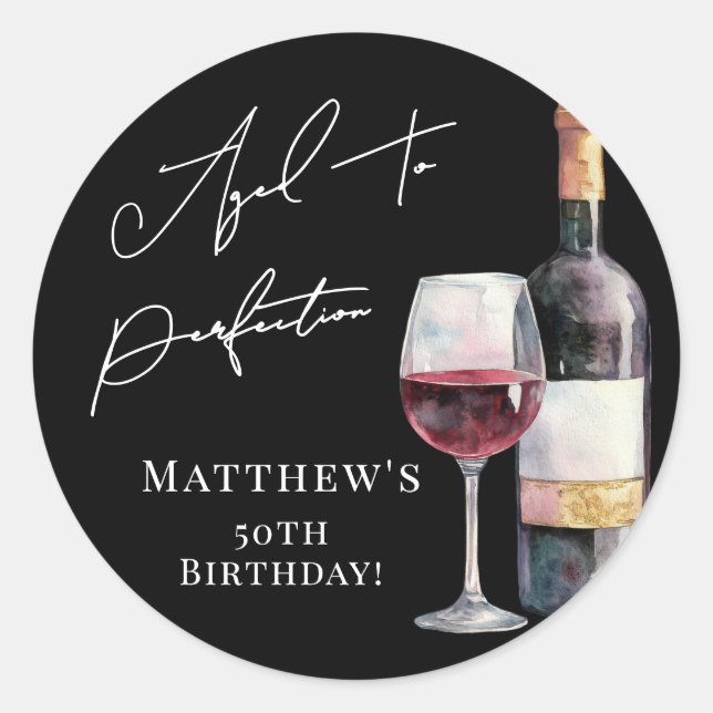 Sticker Rond Aged To Perfection Birthday (Devant)
