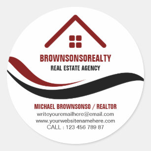 Sticker Rond Agence immobilière logo simple Rouge