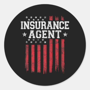 Sticker Rond Agent d'assurance Fier drapeau américain Usa Patri