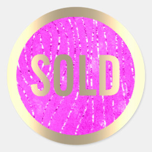 Sticker Rond Agent de domaine métallique rose or vendu