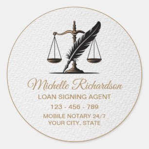 Sticker Rond Agent de signature de prêt de notaire en or blanc