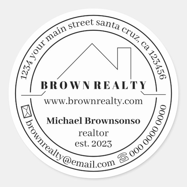 Sticker Rond Agent immobilier Logo simple Maison (Devant)