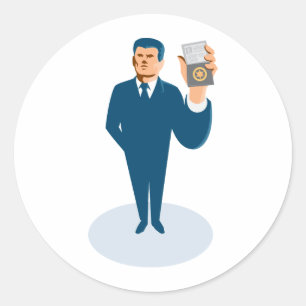 Sticker Rond agent secret d'homme d'affaires montrant l'insigne