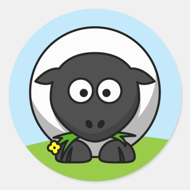 Sticker Rond Agneau en caricature mignon (Devant)