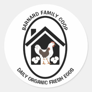 Sticker Rond Agritourisme rustique OEufs Frais Bio Poulet Hen