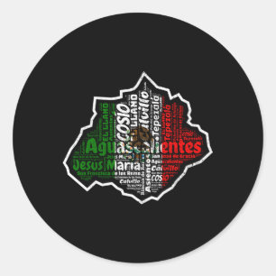 Sticker Rond Aguascalientes Mexique Bandera Mexicana Mapa Mexic