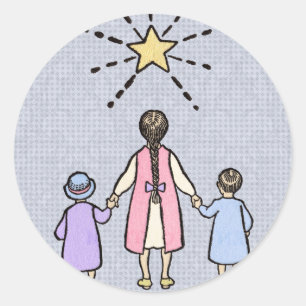 Sticker Rond Ah! Ah! Petite Étoile de Nuit Comptine de Nursery 