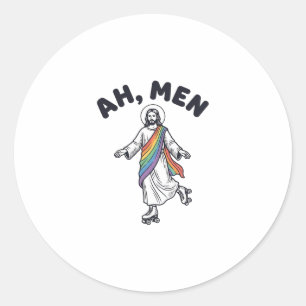 Sticker Rond Ah Men Roller Skating Foi Vector Design_1