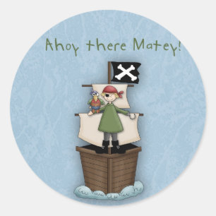 Sticker Rond Ahoy There Matey ! Parti pirate