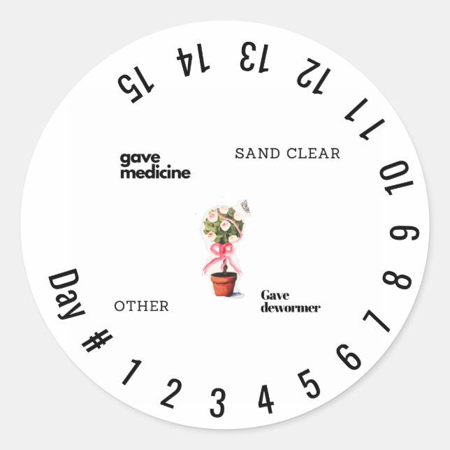 Sticker Rond aide à compter les jours pour les médicaments (Devant)