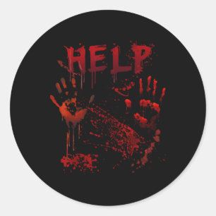 Sticker Rond Aide amusante Empreinte sanglante Halloween Costum