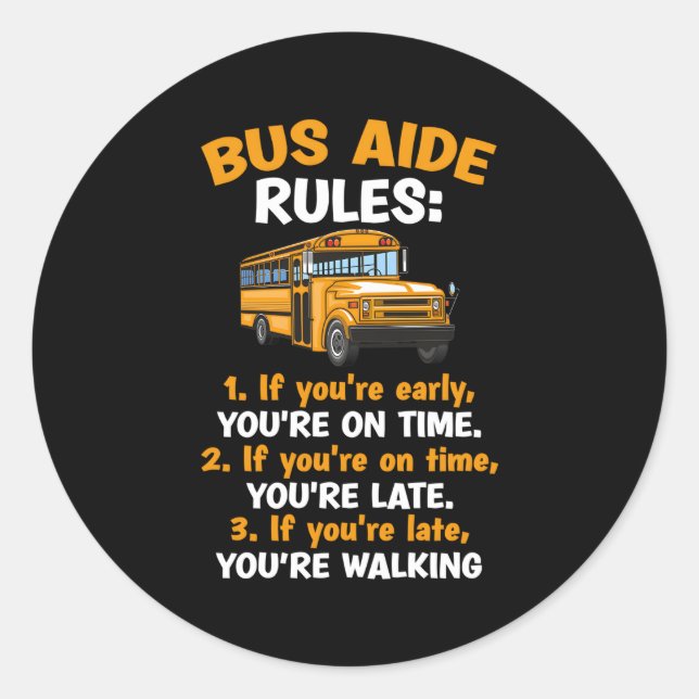 Sticker Rond Aide aux autobus Règles de l'école Aide aux autobu (Devant)